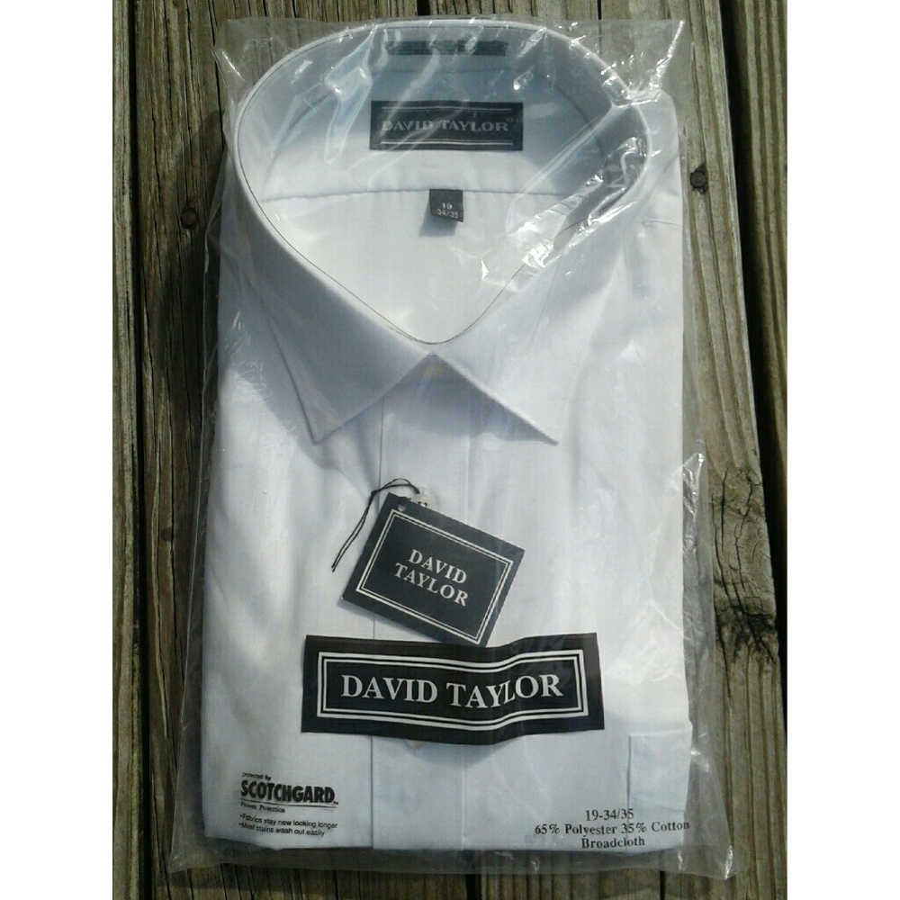 David Taylor White Long Sleeve Dress Shirt