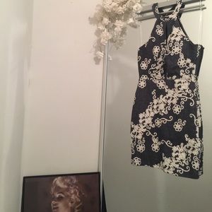 Blue and White flower printed dress.