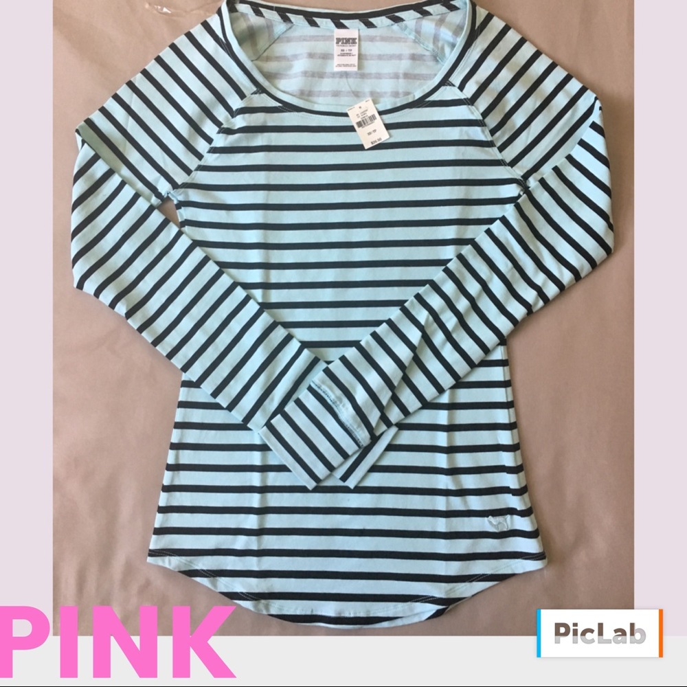 VS PINK STRIPED LONG SLEEVE TEE SLEEPWEAR