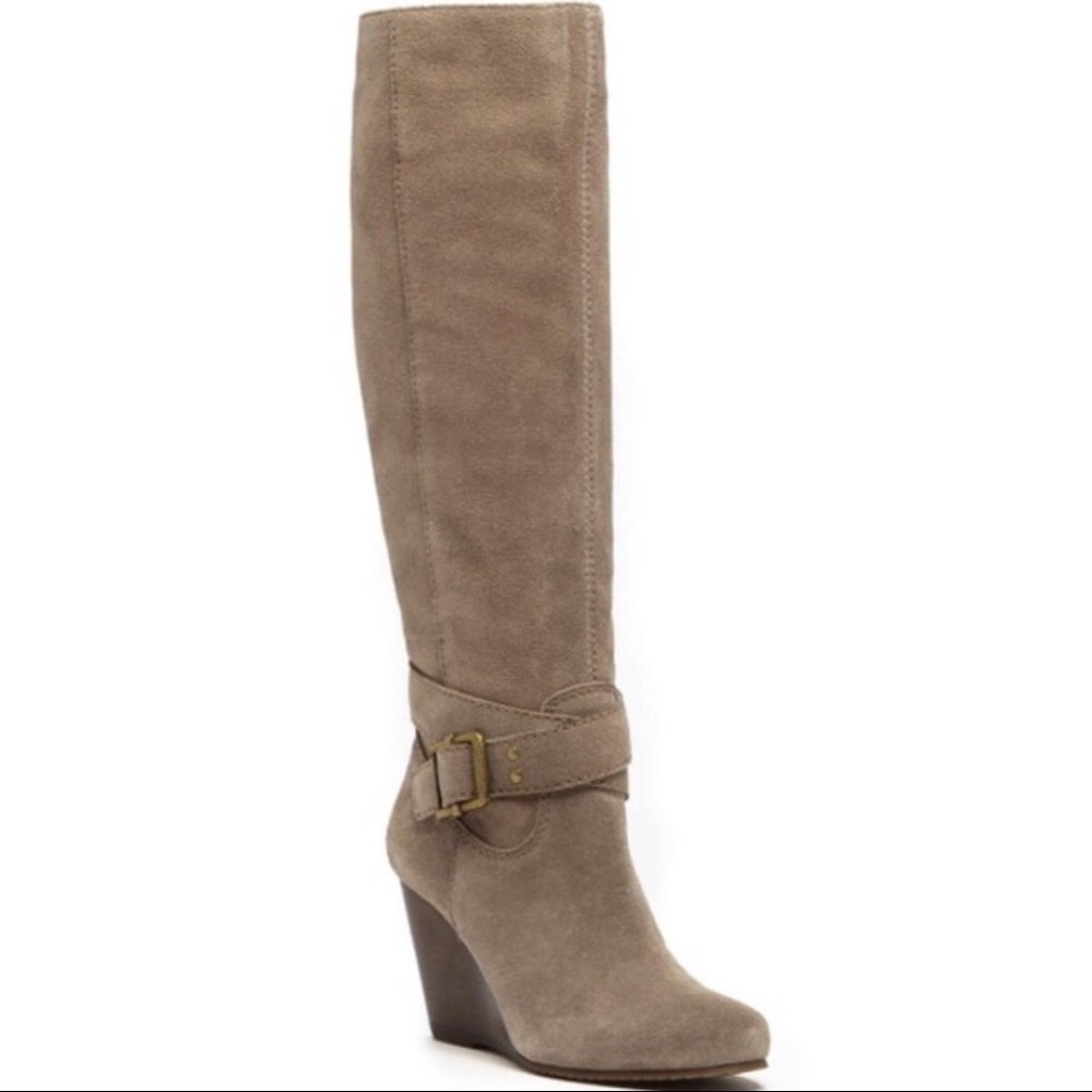 Beige Suede Boots.