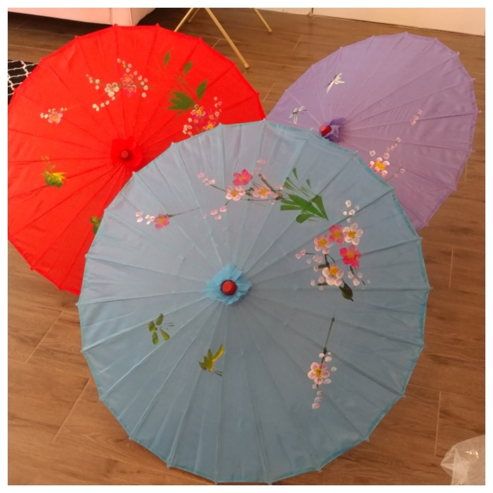 ⚡3 Vintage Girl Style Pin Up Parasols Umbrella Set