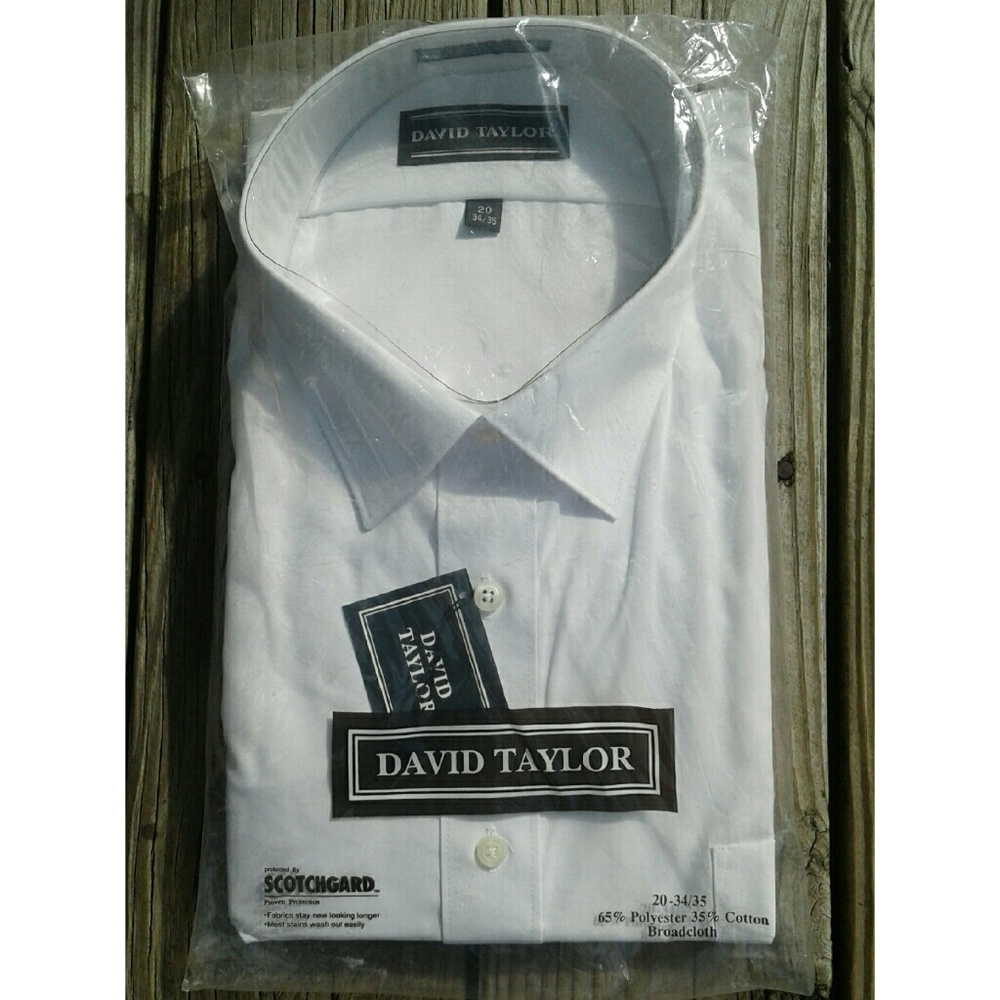 David Taylor White Long Sleeve Dress Shirt