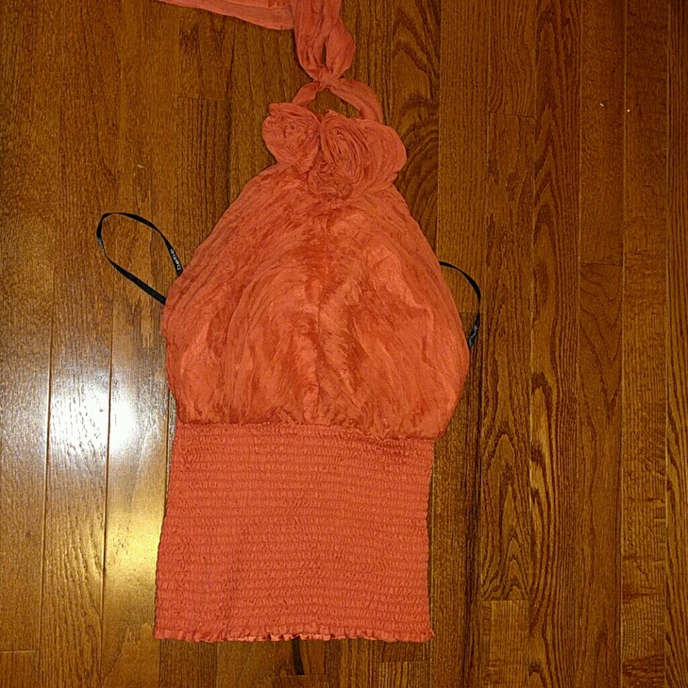 Bebe halter silk 100 % NWT with roses