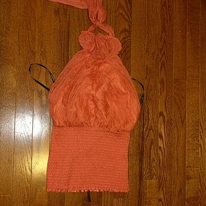 Bebe halter silk 100 % NWT with roses