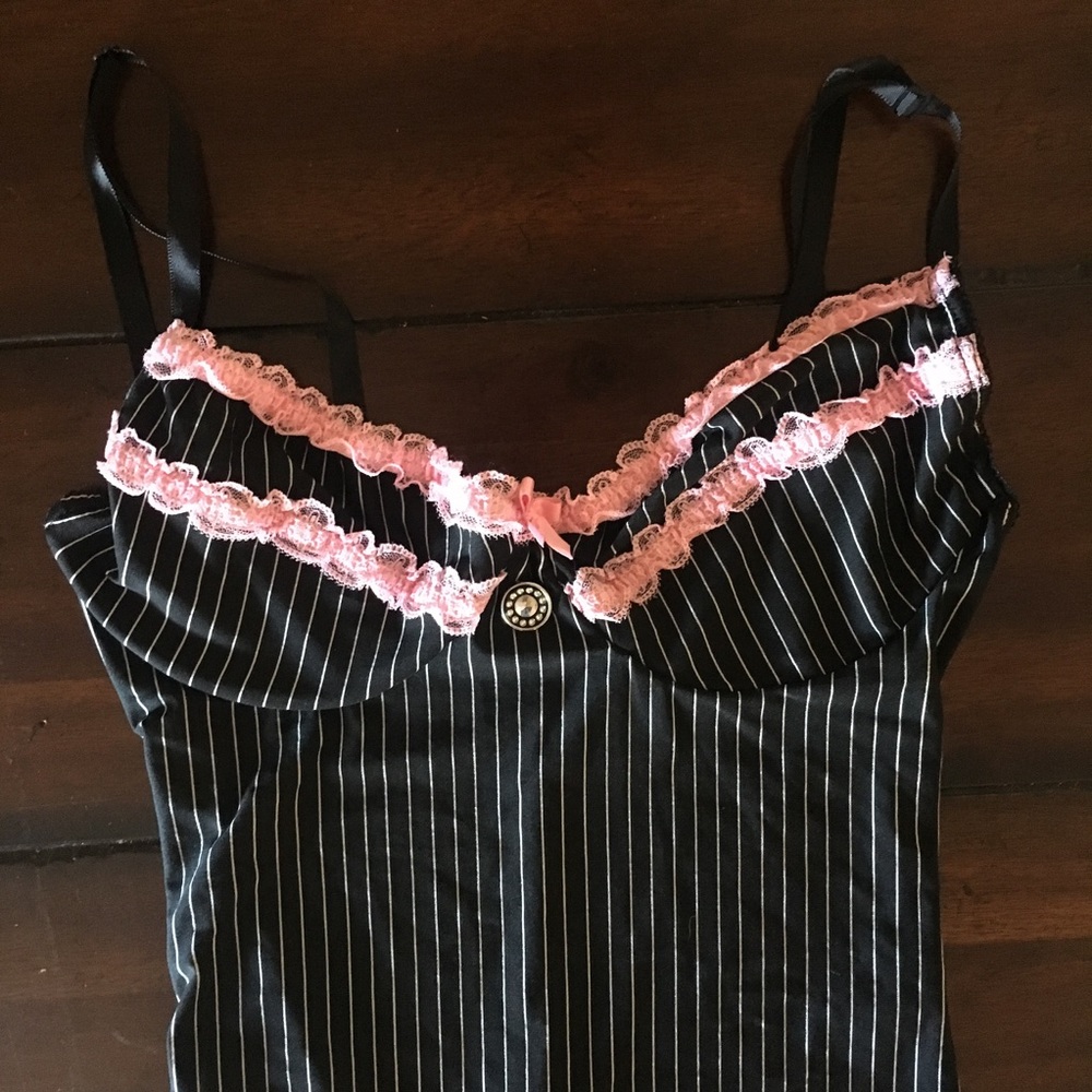 Pink and black pinstripe lingerie