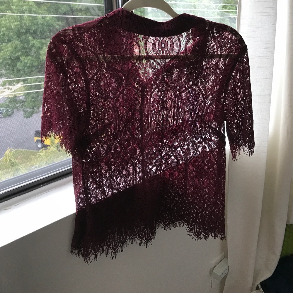 Lace wine colored top