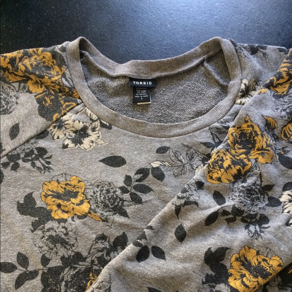 Floral Print Grey Sweatshirt