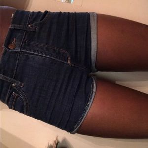Dark wash denim shorts