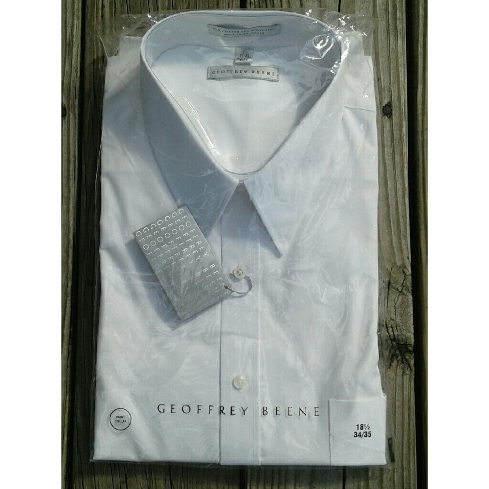 Geoffrey Beene White Long Sleeve Dress Shirt