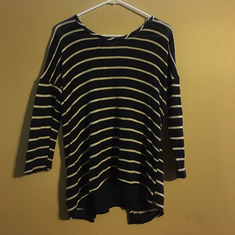 Blue and white striped Charming Charlie’s sweater