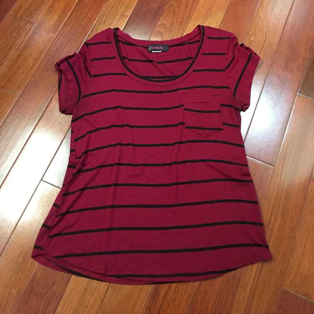 Dark red and black striped top