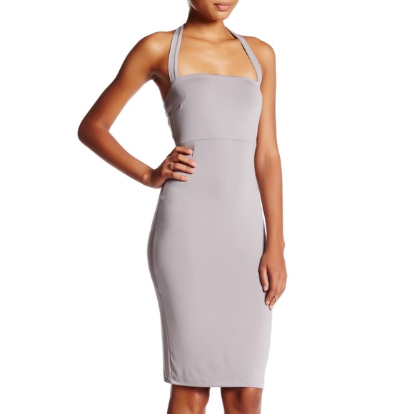 ☀️ Sexy Halter Silk Jersey Cocktail Party Dress - Picture 3 of 6