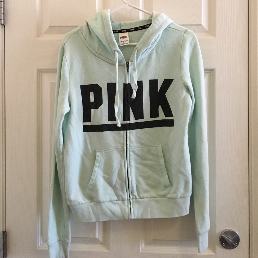 VS pink zip up mint hoodie