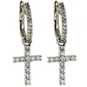 Diamond Cross Earrings 18k white gold BEAUTIFUL!!!