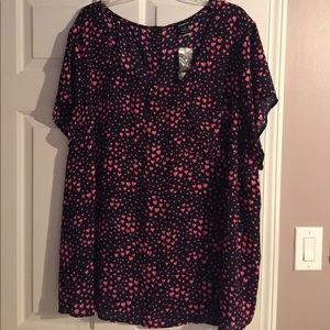 NWT Sz 5 Heart Printed Chiffon Torrid Blouse