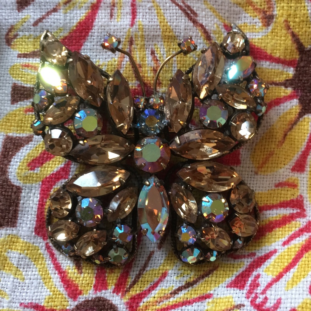 Vintage Regency Aurora Borealis Butterfly Brooch