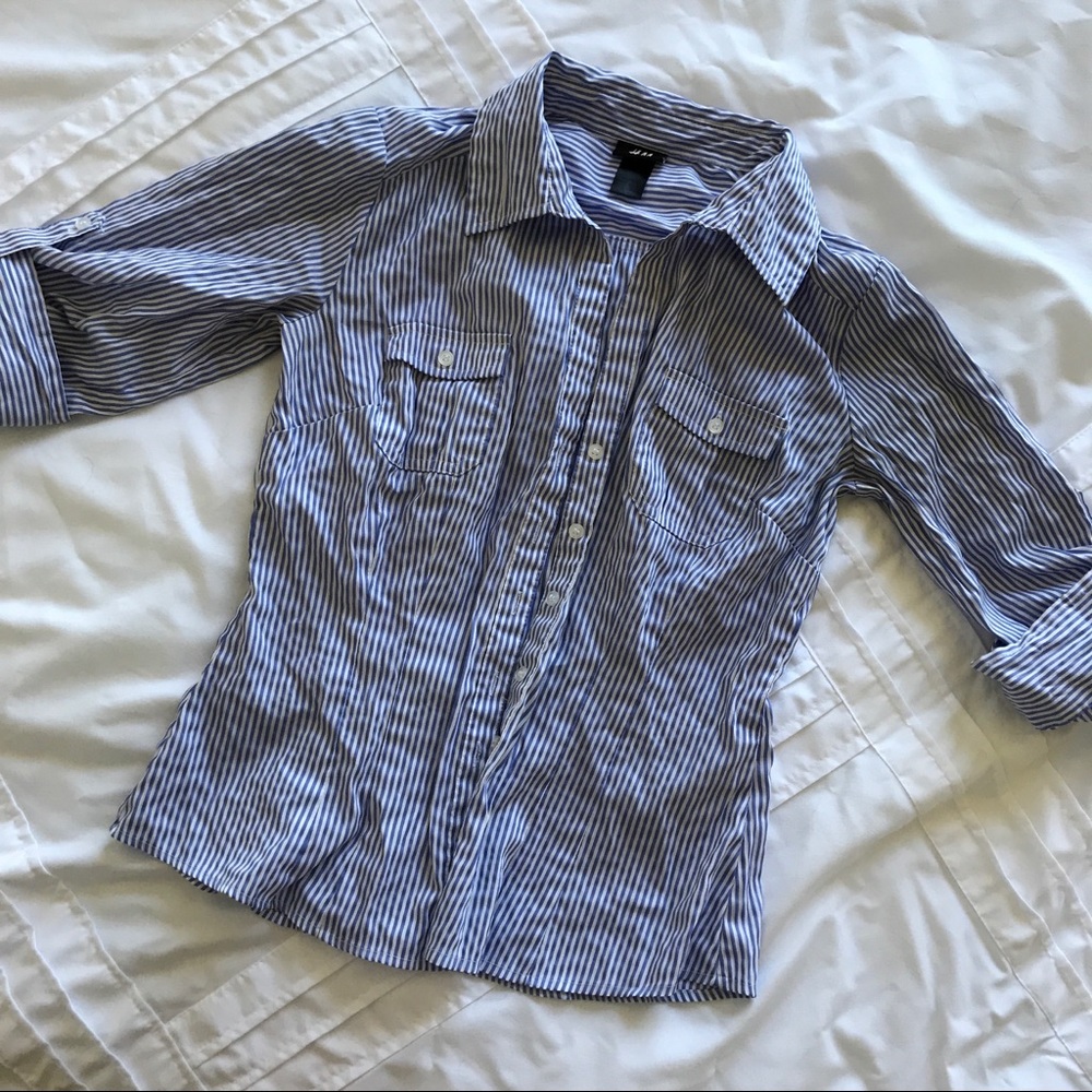 H&M 3/4 Striped Button Down
