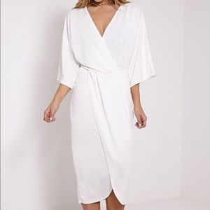 Pretty Little Things White Wrap Kimono Sleeve Midi