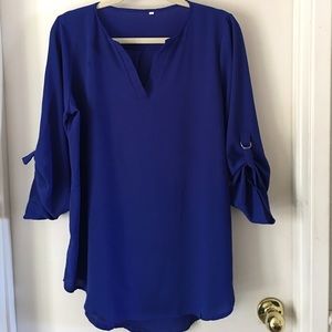 Royal blue tab sleeve tunic sz L