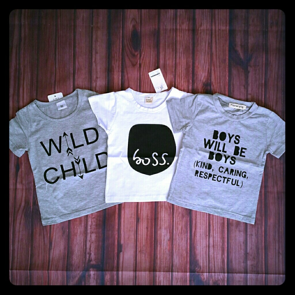 (3) Kids Shirts (Hipster, Modern, Monochrome)