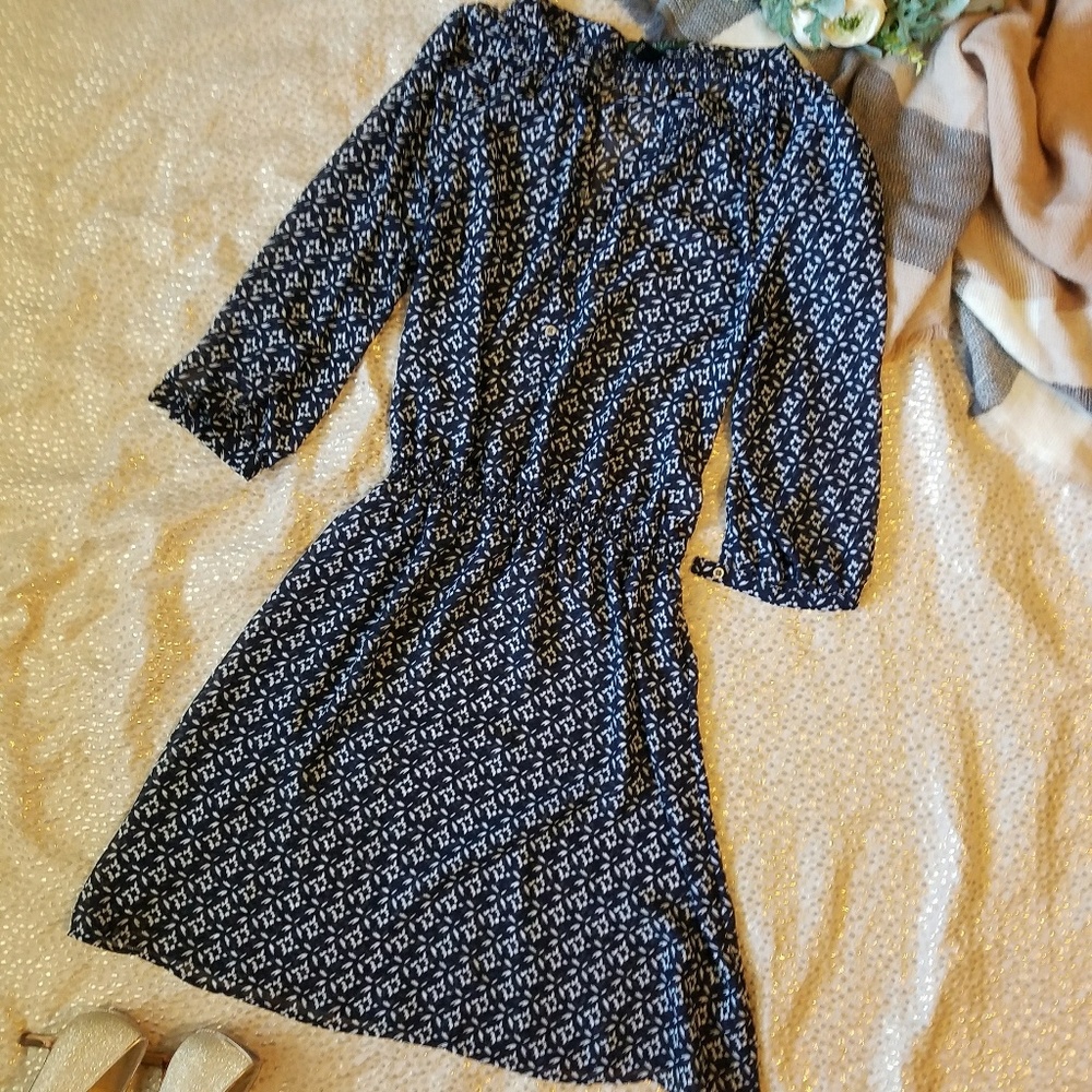 Ralph Lauren navy print 3/4 sleeve dress size 12