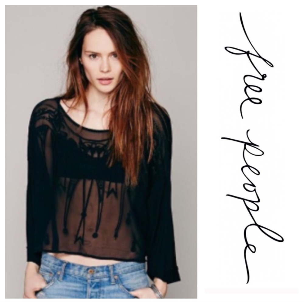 Free People Sheer Embroidered Top
