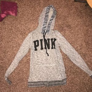 PINK Gray Zip-Up Jacket