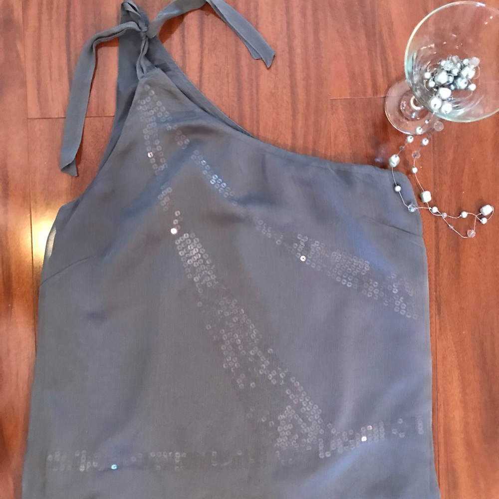 Sequin embroidered grey and silver top