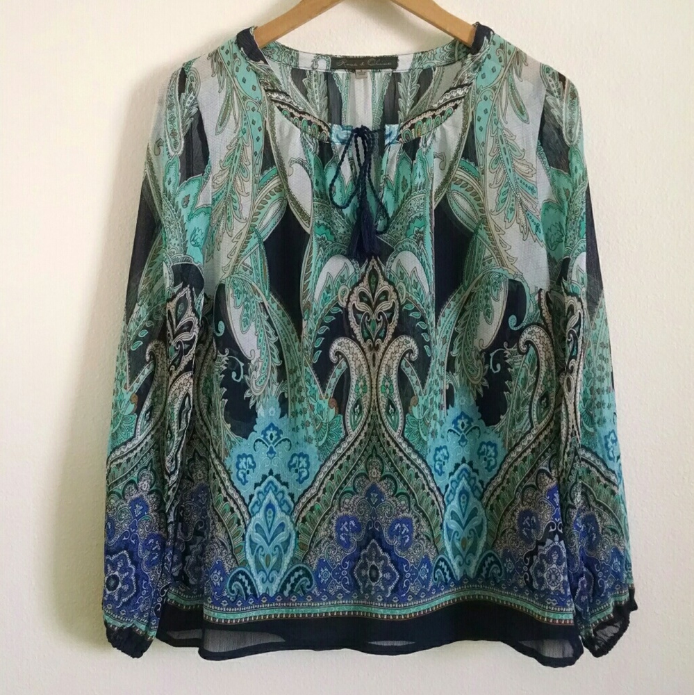 Rose & Olive Sheer Paisley Top