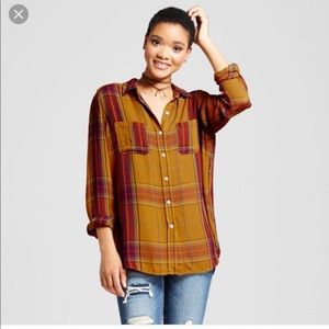 Boyfriend fit plaid button up