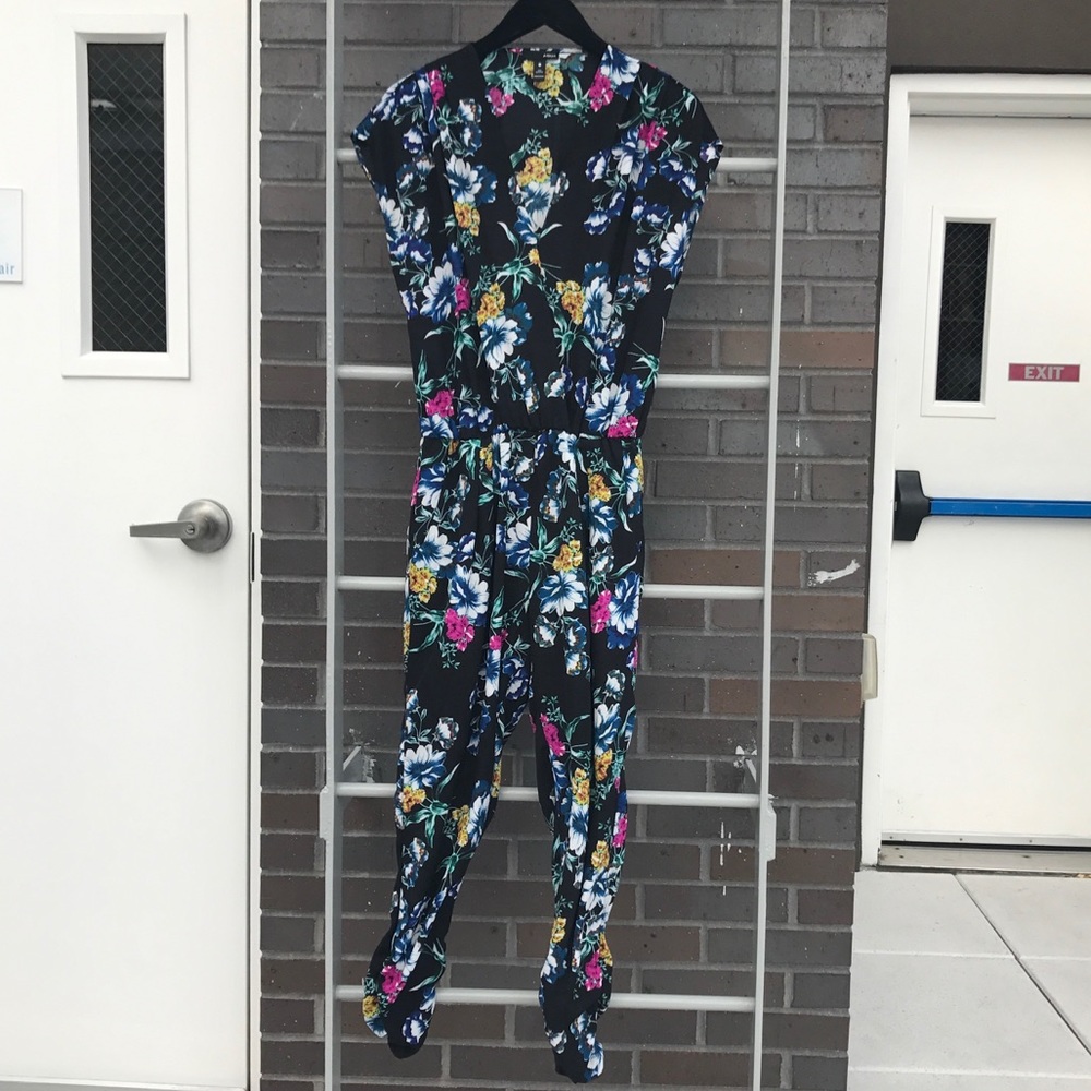 Aqua Multicolor Floral Jumpsuit