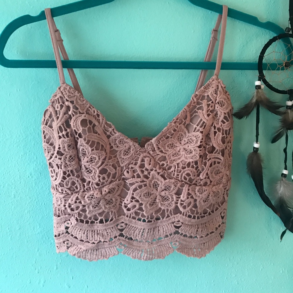 Blush Pink/Purple Lace Corset Crop