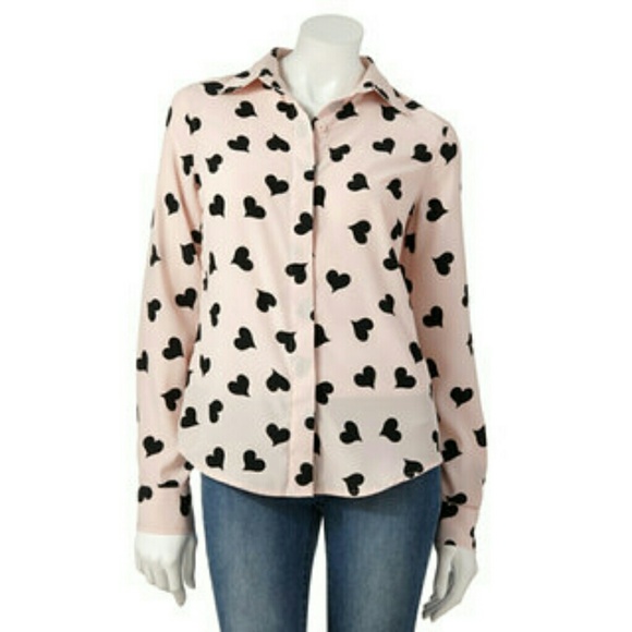 SOLD Lc Lauren Conrad Bold heart top Blouse - Picture 6 of 6