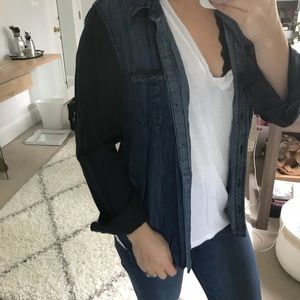 Two tone chambray shirt