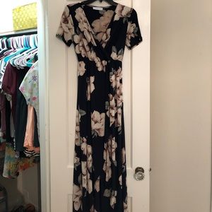 High Low Floral Faux Wrap Dress