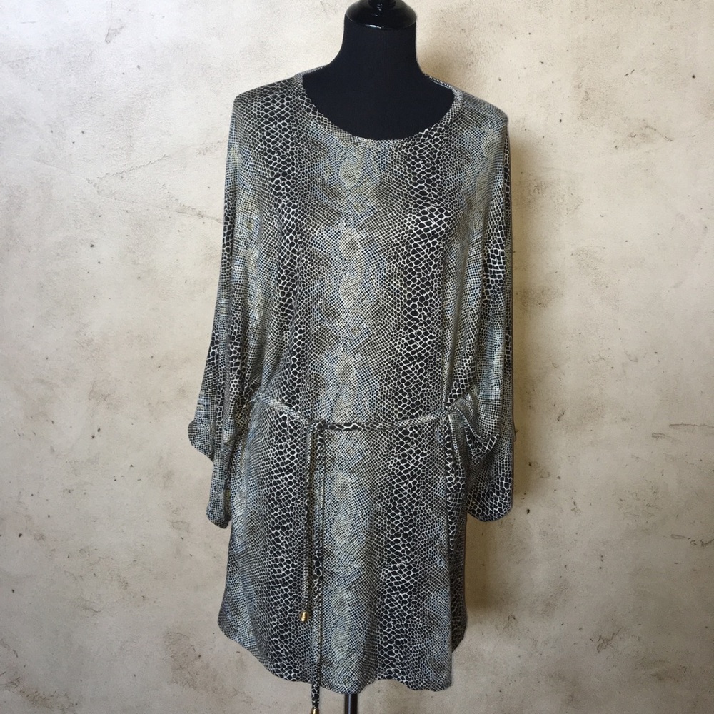 Snake-print Dolman Sleeve Mini Dress