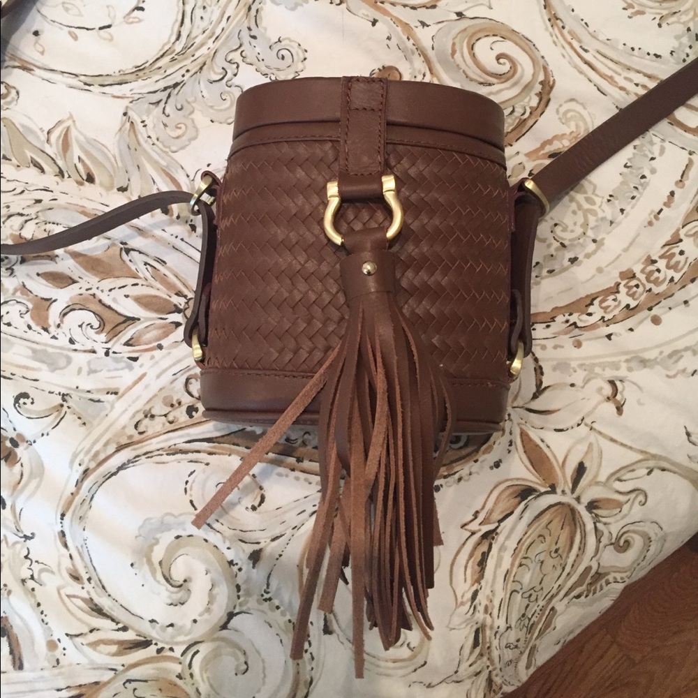 Sancia Leather woven bucket purse