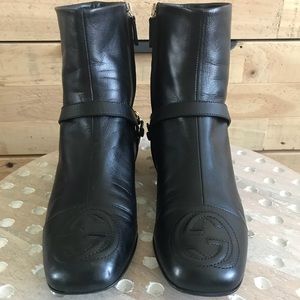 Gucci Soho Black Leather Ankle Boot, Size 36.5