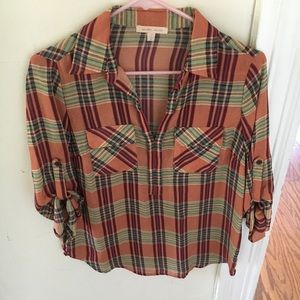 Plaid pull over blouse
