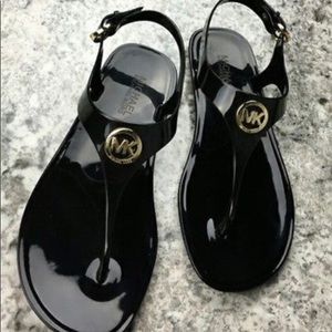Michael Kors Black Jelly Sandal with Gold MK