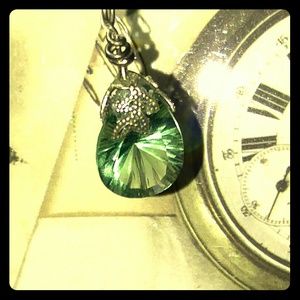 #0136 Concave Faceted Green Fluorite Pendant