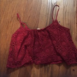 Cute laced crop too in burgundy