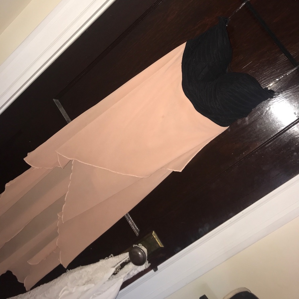 High-low black and blush dress