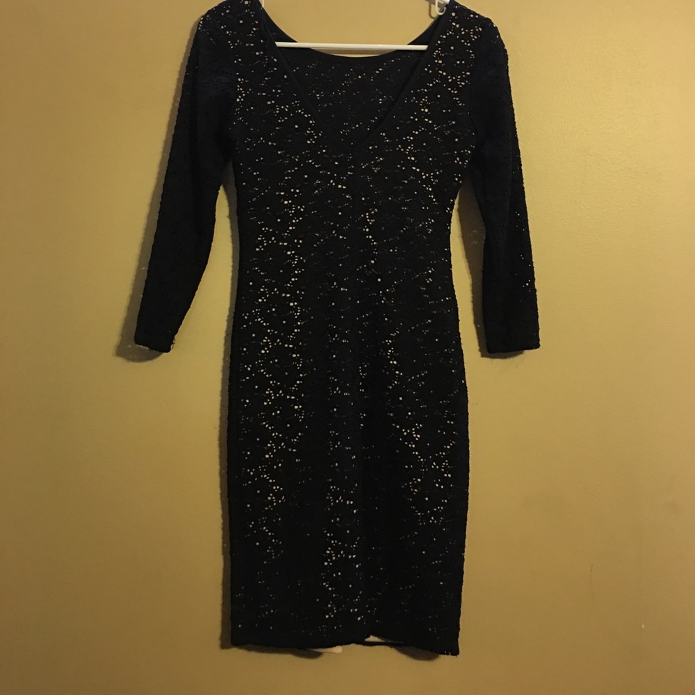 Super cute black lacy dress with nude underneath