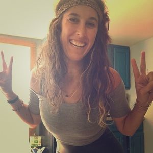 American Apparel Off-The-Shoulder Grey Crop Top