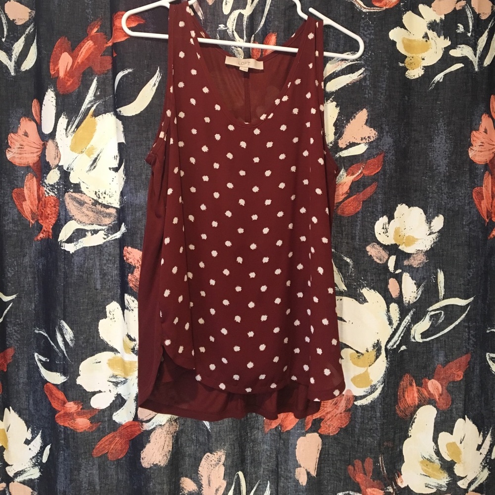 LOFT merlot spotted tank top medium