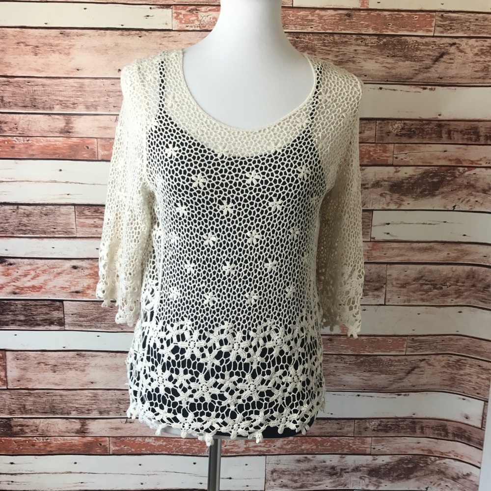 Anthropologie  Melo•crochet floral top• size small