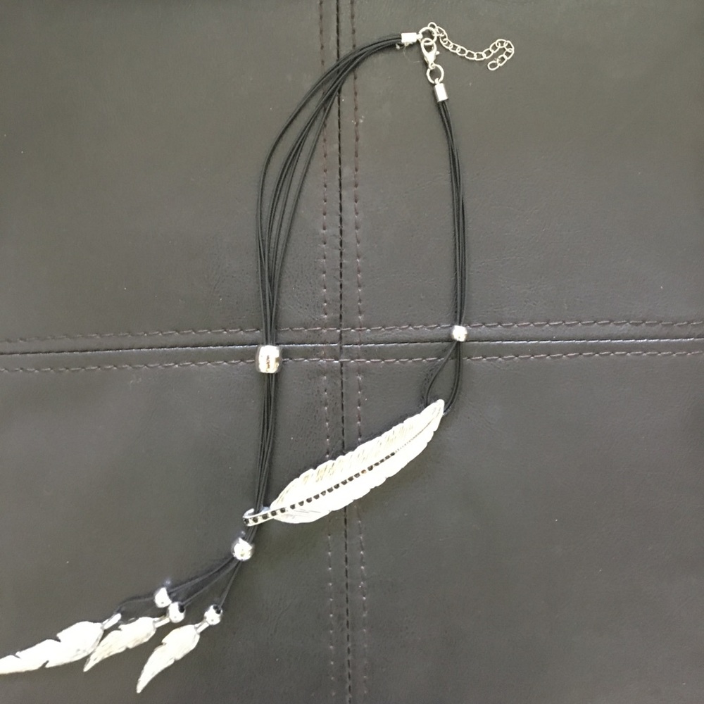 Feather Necklace with silver and black accents!