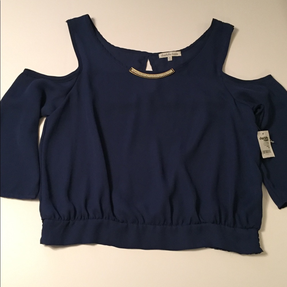 Charlotte Russe Peep Shoulder Blouse Medium