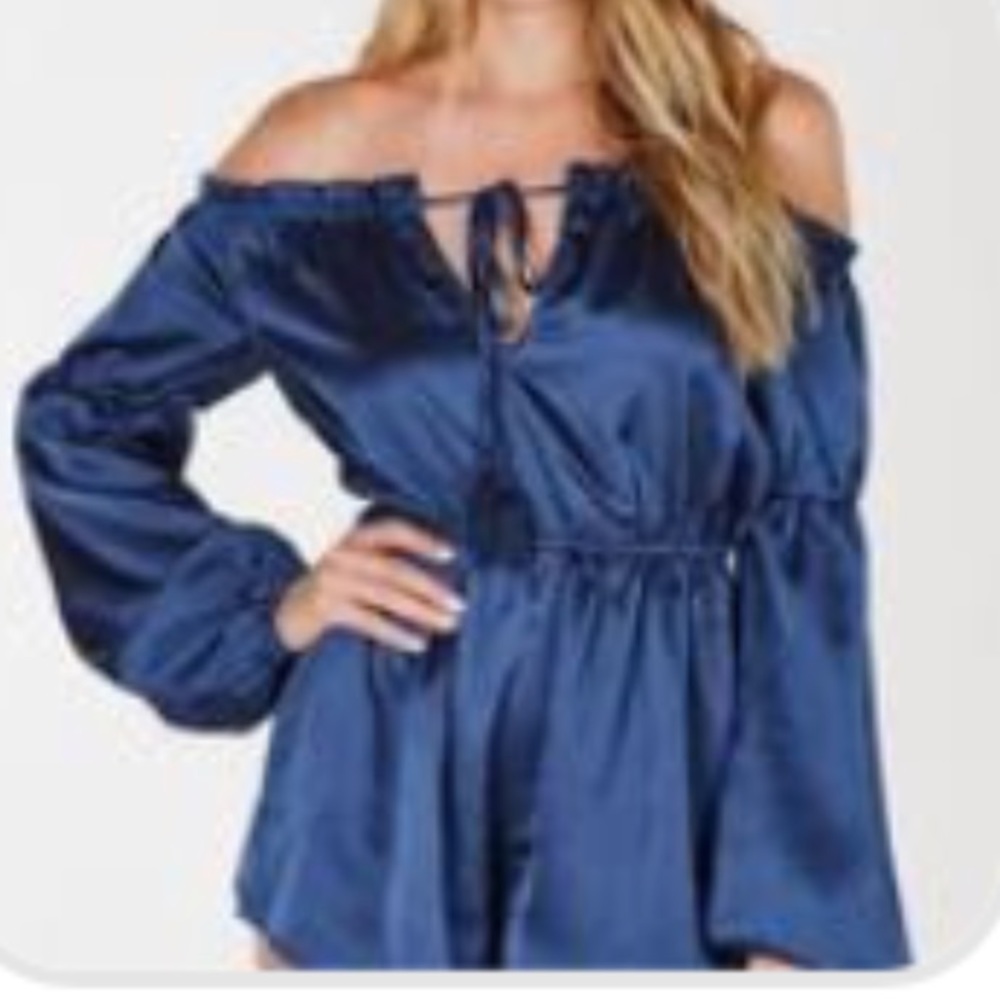 Navy blue satin romper